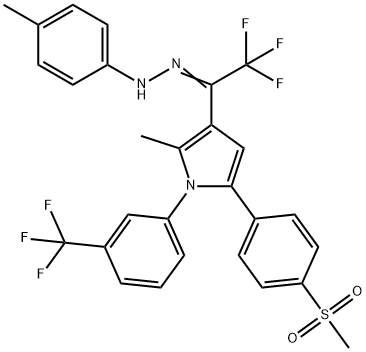 2,2,2-TRIFLUORO-1-(2-METHYL-5-[4-(METHYLSULFONYL)PHENYL]-1-[3-(TRIFLUOROMETHYL)PHENYL]-1H-PYRROL-3-YL)-1-ETHANONE N-(4-METHYLPHENYL)HYDRAZONE Struktur