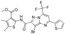 METHYL 2-({[3-BROMO-5-THIEN-2-YL-7-(TRIFLUOROMETHYL)PYRAZOLO[1,5-A]PYRIMIDIN-2-YL]CARBONYL}AMINO)-4,5-DIMETHYLTHIOPHENE-3-CARBOXYLATE Struktur