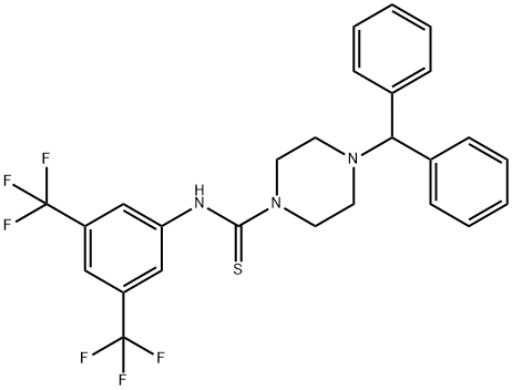 (4-(DIPHENYLMETHYL)PIPERAZINYL)((3,5-BIS(TRIFLUOROMETHYL)PHENYL)AMINO)METHANE-1-THIONE Struktur