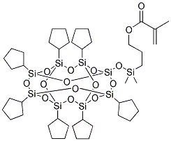 3-[(3,5,7,9,11,13,15-HEPTACYCLOPENTYLPENTACYCLO[9.5.1.13,9.15,15.17,13]OCTASILOXAN-1-YLOXY)DIMETHYLSILYL]PROPYL METHACRYLATEYLATE Struktur