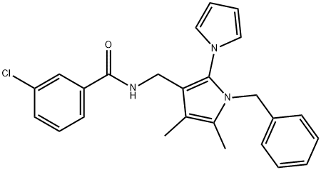 N-([1-BENZYL-4,5-DIMETHYL-2-(1H-PYROL-1-YL)-1H-PYROL-3-YL]METHYL)-3-CHLOROBENZENE CARBOXAMIDE Struktur