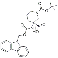 3-(9H-FLUOREN-9-YLMETHOXYCARBONYLAMINO)-PIPERIDINE-1,3-DICARBOXYLIC ACID 1-TERT-BUTYL ESTER Struktur