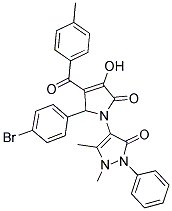 4-(2-(4-BROMOPHENYL)-4-HYDROXY-3-(4-METHYLBENZOYL)-5-OXO-2H-PYRROL-1(5H)-YL)-1,5-DIMETHYL-2-PHENYL-1,2-DIHYDROPYRAZOL-3-ONE Struktur