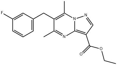 ETHYL 6-(3-FLUOROBENZYL)-5,7-DIMETHYLPYRAZOLO[1,5-A]PYRIMIDINE-3-CARBOXYLATE Struktur