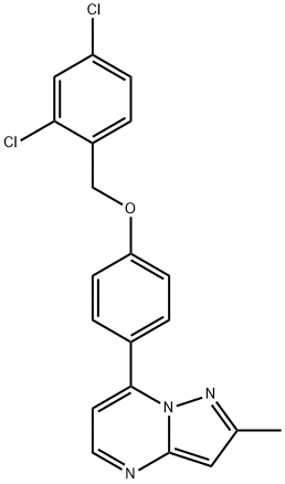 2,4-DICHLOROBENZYL 4-(2-METHYLPYRAZOLO[1,5-A]PYRIMIDIN-7-YL)PHENYL ETHER Struktur