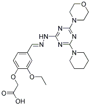 (E)-2-(2-ETHOXY-4-((2-(4-MORPHOLINO-6-(PIPERIDIN-1-YL)-1,3,5-TRIAZIN-2-YL)HYDRAZONO)METHYL)PHENOXY)ACETIC ACID Struktur