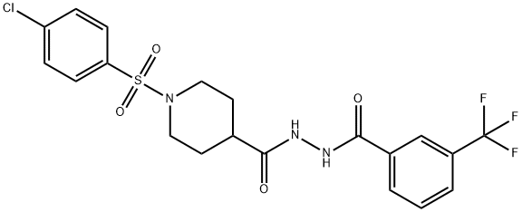 N'-((1-[(4-CHLOROPHENYL)SULFONYL]-4-PIPERIDINYL)CARBONYL)-3-(TRIFLUOROMETHYL)BENZENECARBOHYDRAZIDE Struktur