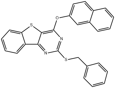 2-(BENZYLSULFANYL)-4-(2-NAPHTHYLOXY)[1]BENZOTHIENO[3,2-D]PYRIMIDINE Struktur