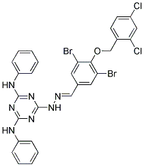 (E)-6-(2-(3,5-DIBROMO-4-(2,4-DICHLOROBENZYLOXY)BENZYLIDENE)HYDRAZINYL)-N2,N4-DIPHENYL-1,3,5-TRIAZINE-2,4-DIAMINE Struktur