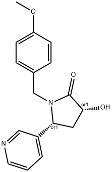 CIS-1-(4-METHOXYBENZYL)-3-HYDROXY-5-(3-PYRIDYL)-2-PYRROLIDINONE Struktur