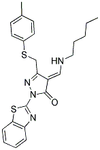 (E)-1-(BENZO[D]THIAZOL-2-YL)-4-((PENTYLAMINO)METHYLENE)-3-(P-TOLYLTHIOMETHYL)-1H-PYRAZOL-5(4H)-ONE Struktur