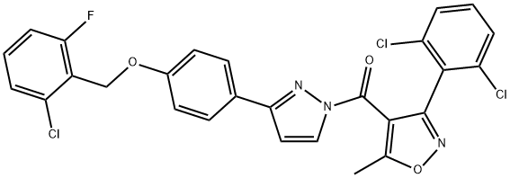 (3-(4-[(2-CHLORO-6-FLUOROBENZYL)OXY]PHENYL)-1H-PYRAZOL-1-YL)[3-(2,6-DICHLOROPHENYL)-5-METHYL-4-ISOXAZOLYL]METHANONE Struktur