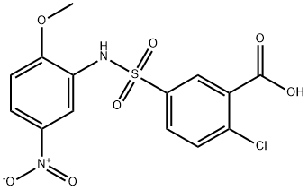 2-CHLORO-5-(2-METHOXY-5-NITRO-PHENYLSULFAMOYL)-BENZOIC ACID Struktur