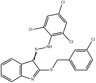 2-[(3-CHLOROBENZYL)SULFANYL]-3H-INDOL-3-ONE N-(2,4,6-TRICHLOROPHENYL)HYDRAZONE Struktur