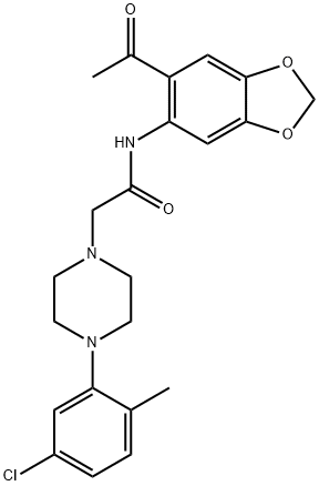 N-(6-ACETYLBENZO[D]1,3-DIOXOLEN-5-YL)-2-(4-(5-CHLORO-2-METHYLPHENYL)PIPERAZINYL)ETHANAMIDE Struktur