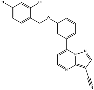 7-(3-[(2,4-DICHLOROBENZYL)OXY]PHENYL)PYRAZOLO[1,5-A]PYRIMIDINE-3-CARBONITRILE Struktur