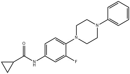 N-[3-FLUORO-4-(4-PHENYLPIPERAZINO)PHENYL]CYCLOPROPANECARBOXAMIDE Struktur