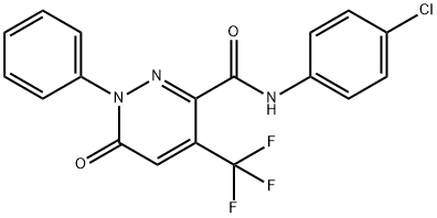 N-(4-CHLOROPHENYL)-6-OXO-1-PHENYL-4-(TRIFLUOROMETHYL)-1,6-DIHYDRO-3-PYRIDAZINECARBOXAMIDE Struktur