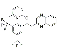 2-[2-(3,5-BIS(TRIFLUOROMETHYL)PHENYL)-2-((4,6-DIMETHYLPYRIMIDIN-2-YL)OXY)ETHYL]QUINOXALINE Struktur