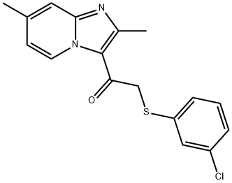 2-[(3-CHLOROPHENYL)SULFANYL]-1-(2,7-DIMETHYLIMIDAZO[1,2-A]PYRIDIN-3-YL)-1-ETHANONE Struktur