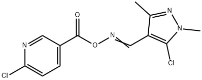 2-CHLORO-5-[(([(E)-(5-CHLORO-1,3-DIMETHYL-1H-PYRAZOL-4-YL)METHYLIDENE]AMINO)OXY)CARBONYL]PYRIDINE Struktur