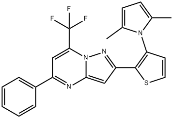 2-[3-(2,5-DIMETHYL-1H-PYRROL-1-YL)-2-THIENYL]-5-PHENYL-7-(TRIFLUOROMETHYL)PYRAZOLO[1,5-A]PYRIMIDINE Struktur