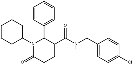 N-(4-CHLOROBENZYL)-1-CYCLOHEXYL-6-OXO-2-PHENYL-3-PIPERIDINECARBOXAMIDE Struktur