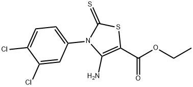 ETHYL 4-AMINO-3-(3,4-DICHLOROPHENYL)-2-THIOXO-2,3-DIHYDRO-1,3-THIAZOLE-5-CARBOXYLATE Struktur