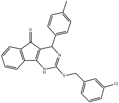 2-[(3-CHLOROBENZYL)SULFANYL]-4-(4-METHYLPHENYL)-1,4-DIHYDRO-5H-INDENO[1,2-D]PYRIMIDIN-5-ONE Struktur