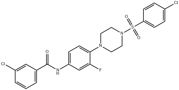 3-CHLORO-N-(4-(4-[(4-CHLOROPHENYL)SULFONYL]PIPERAZINO)-3-FLUOROPHENYL)BENZENECARBOXAMIDE Struktur