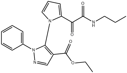 ETHYL 5-(2-[2-OXO-2-(PROPYLAMINO)ACETYL]-1H-PYRROL-1-YL)-1-PHENYL-1H-PYRAZOLE-4-CARBOXYLATE Struktur