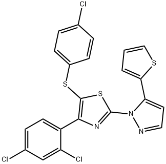 4-CHLOROPHENYL 4-(2,4-DICHLOROPHENYL)-2-[5-(2-THIENYL)-1H-PYRAZOL-1-YL]-1,3-THIAZOL-5-YL SULFIDE Struktur