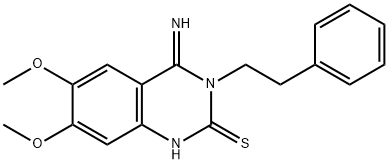 4-IMINO-6,7-DIMETHOXY-3-PHENETHYL-3,4-DIHYDRO-2(1H)-QUINAZOLINETHIONE Struktur