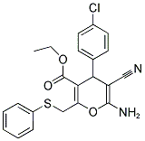 ETHYL 6-AMINO-4-(4-CHLOROPHENYL)-5-CYANO-2-[(PHENYLSULFANYL)METHYL]-4H-PYRAN-3-CARBOXYLATE Struktur