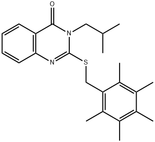 3-ISOBUTYL-2-[(2,3,4,5,6-PENTAMETHYLBENZYL)SULFANYL]-4(3H)-QUINAZOLINONE Struktur