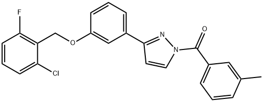 (3-(3-[(2-CHLORO-6-FLUOROBENZYL)OXY]PHENYL)-1H-PYRAZOL-1-YL)(3-METHYLPHENYL)METHANONE Struktur