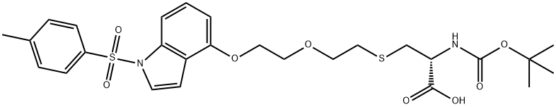 2-[(TERT-BUTOXYCARBONYL)AMINO]-3-((2-[2-((1-[(4-METHYLPHENYL)SULFONYL]-1H-INDOL-4-YL)OXY)ETHOXY]ETHYL)SULFANYL)PROPANOIC ACID Struktur