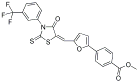 METHYL 4-[5-((E)-{4-OXO-2-THIOXO-3-[3-(TRIFLUOROMETHYL)PHENYL]-1,3-THIAZOLIDIN-5-YLIDENE}METHYL)-2-FURYL]BENZOATE Struktur