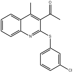 1-(2-[(3-CHLOROPHENYL)SULFANYL]-4-METHYL-3-QUINOLINYL)-1-ETHANONE Struktur