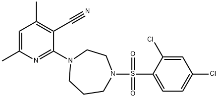 2-(4-[(2,4-DICHLOROPHENYL)SULFONYL]-1,4-DIAZEPAN-1-YL)-4,6-DIMETHYLNICOTINONITRILE Struktur