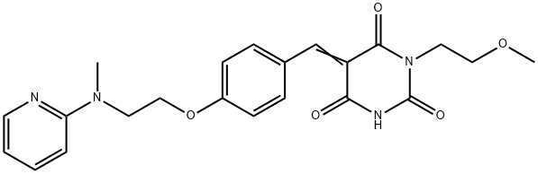 1-(2-METHOXYETHYL)-5-[(E)-(4-(2-[METHYL(2-PYRIDINYL)AMINO]ETHOXY)PHENYL)METHYLIDENE]-2,4,6(1H,3H,5H)-PYRIMIDINETRIONE Struktur