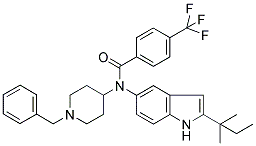 N-(1-BENZYLPIPERIDIN-4-YL)-N-[2-(1,1-DIMETHYLPROPYL)-1H-INDOL-5-YL]-4-(TRIFLUOROMETHYL)BENZAMIDE Struktur