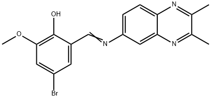 4-BROMO-2-([(2,3-DIMETHYL-6-QUINOXALINYL)IMINO]METHYL)-6-METHOXYBENZENOL Struktur