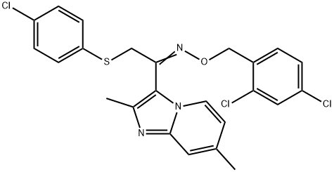 2-[(4-CHLOROPHENYL)SULFANYL]-1-(2,7-DIMETHYLIMIDAZO[1,2-A]PYRIDIN-3-YL)-1-ETHANONE O-(2,4-DICHLOROBENZYL)OXIME Struktur