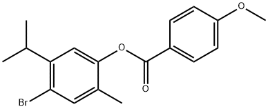 4-BROMO-5-ISOPROPYL-2-METHYLPHENYL 4-METHOXYBENZENECARBOXYLATE Struktur