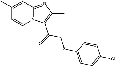 2-[(4-CHLOROPHENYL)SULFANYL]-1-(2,7-DIMETHYLIMIDAZO[1,2-A]PYRIDIN-3-YL)-1-ETHANONE Struktur