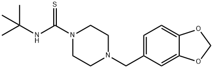 (4-(BENZO[3,4-D]1,3-DIOXOLAN-5-YLMETHYL)PIPERAZINYL)((TERT-BUTYL)AMINO)METHANE-1-THIONE Struktur