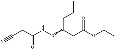 ETHYL 3-[(E)-2-(2-CYANOACETYL)HYDRAZONO]HEXANOATE Struktur