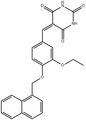 5-(3-ETHOXY-4-(NAPHTHALEN-1-YLMETHOXY)BENZYLIDENE)PYRIMIDINE-2,4,6(1H,3H,5H)-TRIONE Struktur