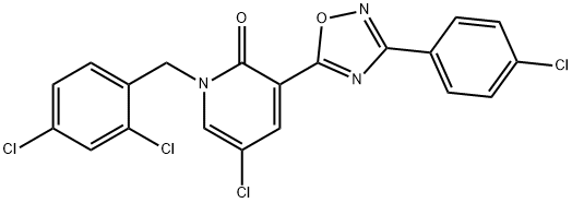 5-CHLORO-3-[3-(4-CHLOROPHENYL)-1,2,4-OXADIAZOL-5-YL]-1-(2,4-DICHLOROBENZYL)-2(1H)-PYRIDINONE Struktur